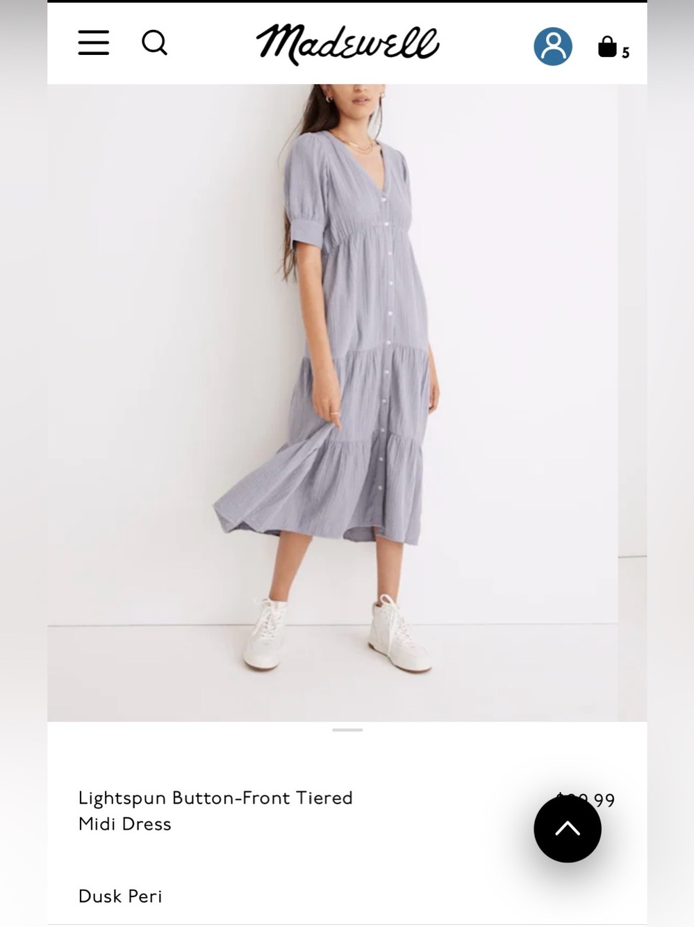 Madewell Lightspun tiered midi dress - periwinkle